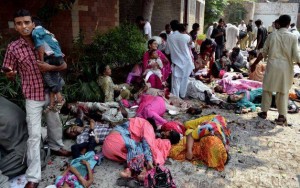 Scene of the bomb blasts in Peshawar