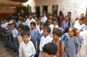 school children in assembly